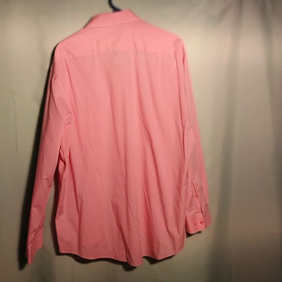 Pierre Cardin Men’s Dress Shirt Pink Long Sleeve Classic Button-Front Collared - Picture 4 of 4